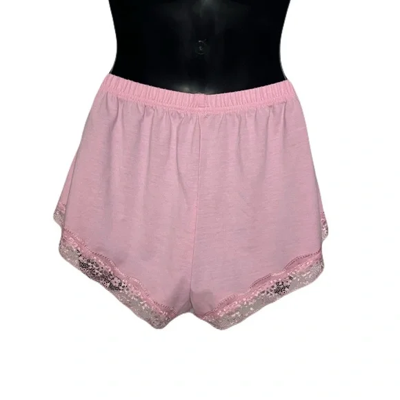 ROMWE Pink Lace-Trim Soft Comfy Pajama Shorts - Picture 2 of 8